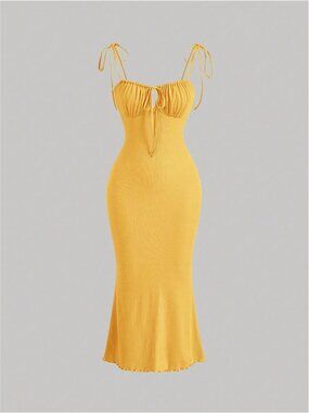 Yellow Tie Front Cami Dress Milkmaids